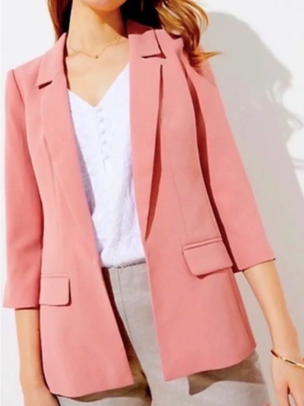 LOFT Dusty Rose Open-Front Blazer